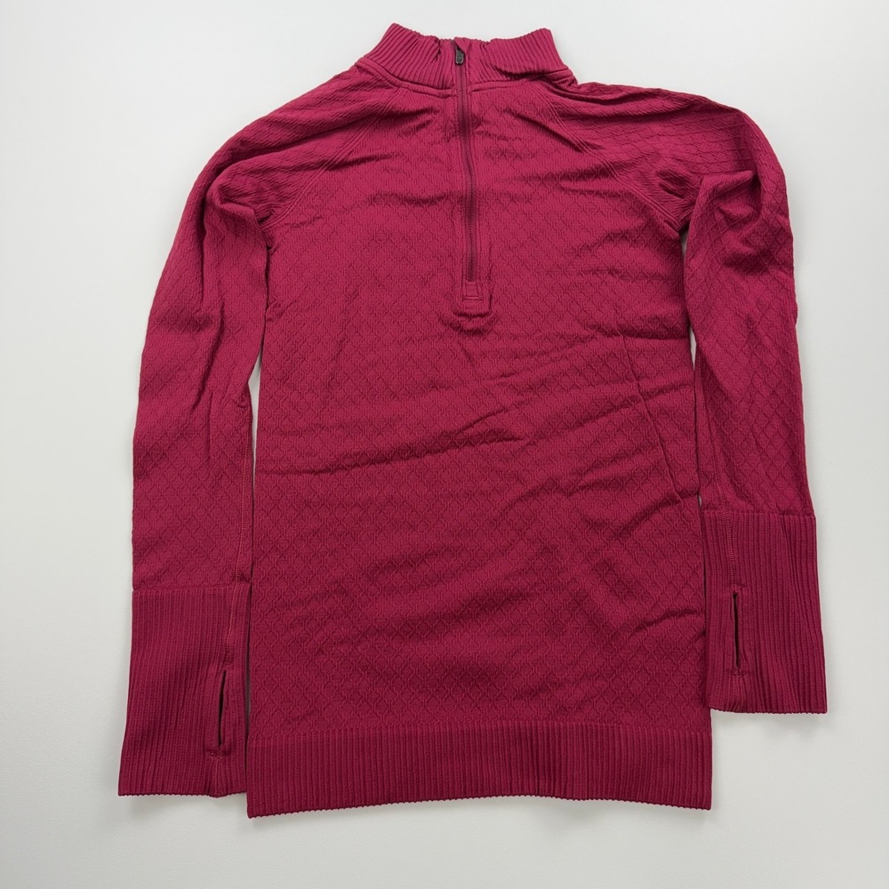 Lululemon Rest Less 1/4 Zip Pullover Womens 2 Top Thumbholes Burgundy Thumb Hole - Picture 1 of 8